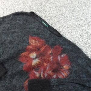 Troubadour Sweater Womens M Gray Floral Mohair Wool Pullover Knit Top Cozy Soft